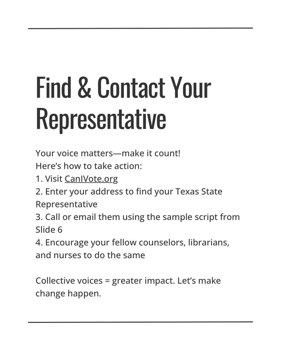 2/2
TX House Bill CSHB 2 gives raises—but school counselors, librarians, and nurses were cut from the list.

This carousel breaks down what’s happening, why it matters, and how YOU can take action in under 2 minutes.

We matter. Our voices matter. Let’s make them hear us. #lsssca