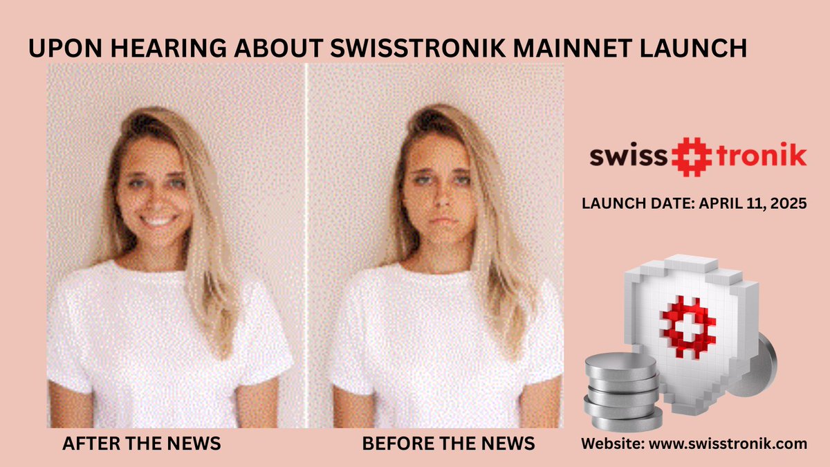 Before the Mainnet news: 😒
After hearing Swisstronik Mainnet launches April 11: 😁🔥
Mood = upgraded. 
Privacy = unlocked. 
<a href="/swisstronik/">Swisstronik 🇨🇭</a>, Let’s gooo! 🚀🔐

#Swisstronik #SWTR #Blockchain #MainnetMood #Web3Vibes #PrivacyFirst