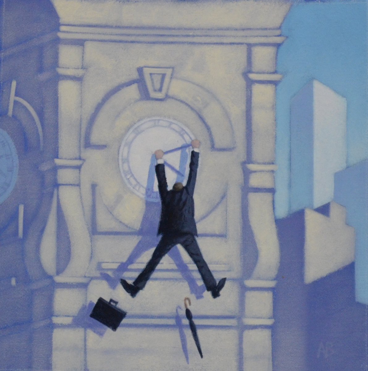 I haven't got time for this...   #painting #officeart #lawyers #businessperson  #Corporate #Politician #commissions #fineart #time #ClockTower #art #surrealism