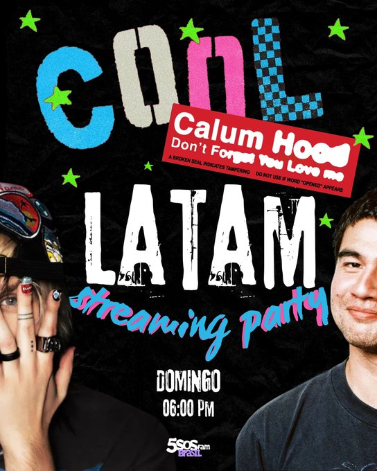 🚨 MALUM STREAMING PARTY!📷 ¡Para celebrar los primeros proyectos en solitario de Calum y Michael, organizaremos una streaming party con otras cuentas de LATAM. La reunión se llevará a cabo el domingo a las 6 p. m. y contará con muchas cosas. Esperamos verlos ahi! :)