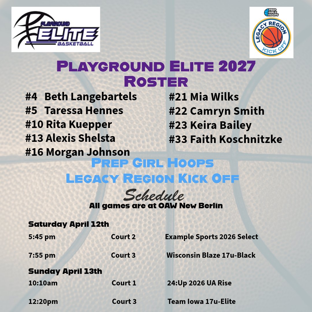 Playground Elite 2027 (@playground2027) on Twitter photo Our season begins this weekend at the <a href="/PrepGirlsHoops/">Prep Girls Hoops π</a> Legacy Region Kick Off! π βΉπΌββοΈ
See our full schedule below β¬οΈ Our season begins this weekend at the <a href="/PrepGirlsHoops/">Prep Girls Hoops π</a> Legacy Region Kick Off! π βΉπΌββοΈ
See our full schedule below β¬οΈ