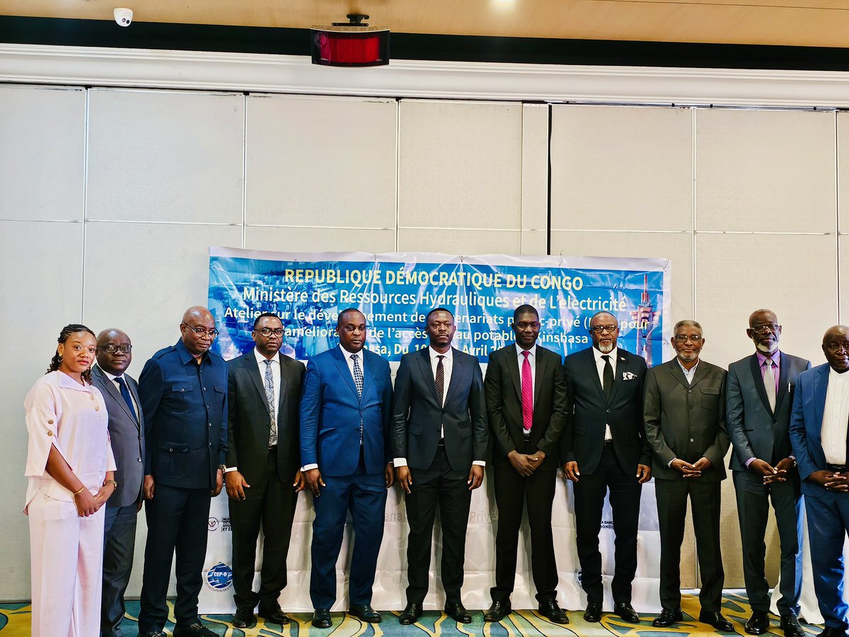 Regideso S.A. (@regidesosa_rdc) on Twitter photo 10.04.2025 : Ouverture de l’Atelier sur le développement de partenariats public privé (PPP) pour pour l'amélioration de l'accès a l’eau potable à Kinshasa par Son Excellence Monsieur le Ministre des Ressources Hydrauliques et de l’Electricité Teddy Lwamba au Fleuve Congo Hôtel 10.04.2025 : Ouverture de l’Atelier sur le développement de partenariats public privé (PPP) pour pour l'amélioration de l'accès a l’eau potable à Kinshasa par Son Excellence Monsieur le Ministre des Ressources Hydrauliques et de l’Electricité Teddy Lwamba au Fleuve Congo Hôtel