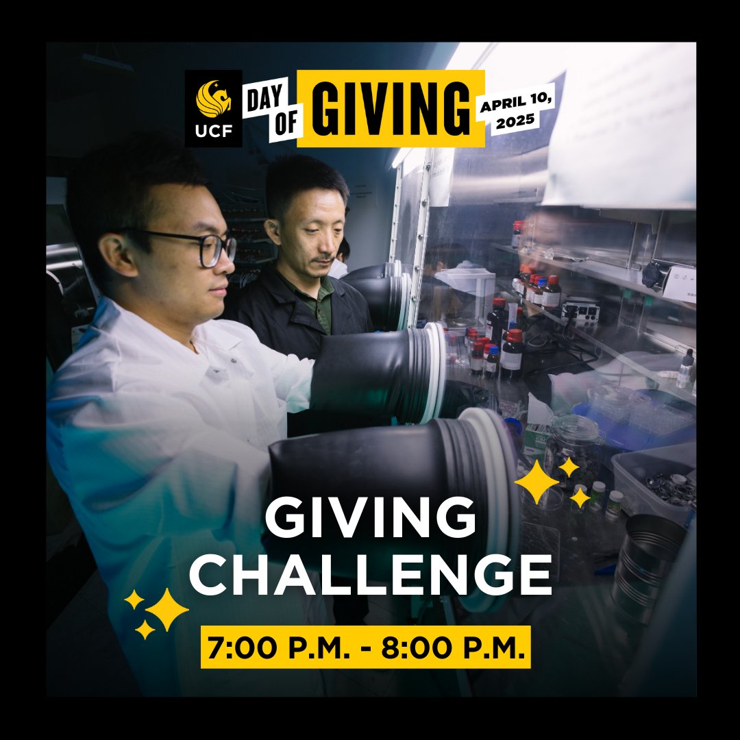🎉 Our next challenge is coming up!  

The area with the most gifts between 7:00 p.m. and 8:00 p.m. EST today will earn bonus funds! Donate: go.ucf.edu/4afTpZU

Enhance your impact by giving in small amounts throughout the hour. Every contribution counts! #UCFDayofGiving