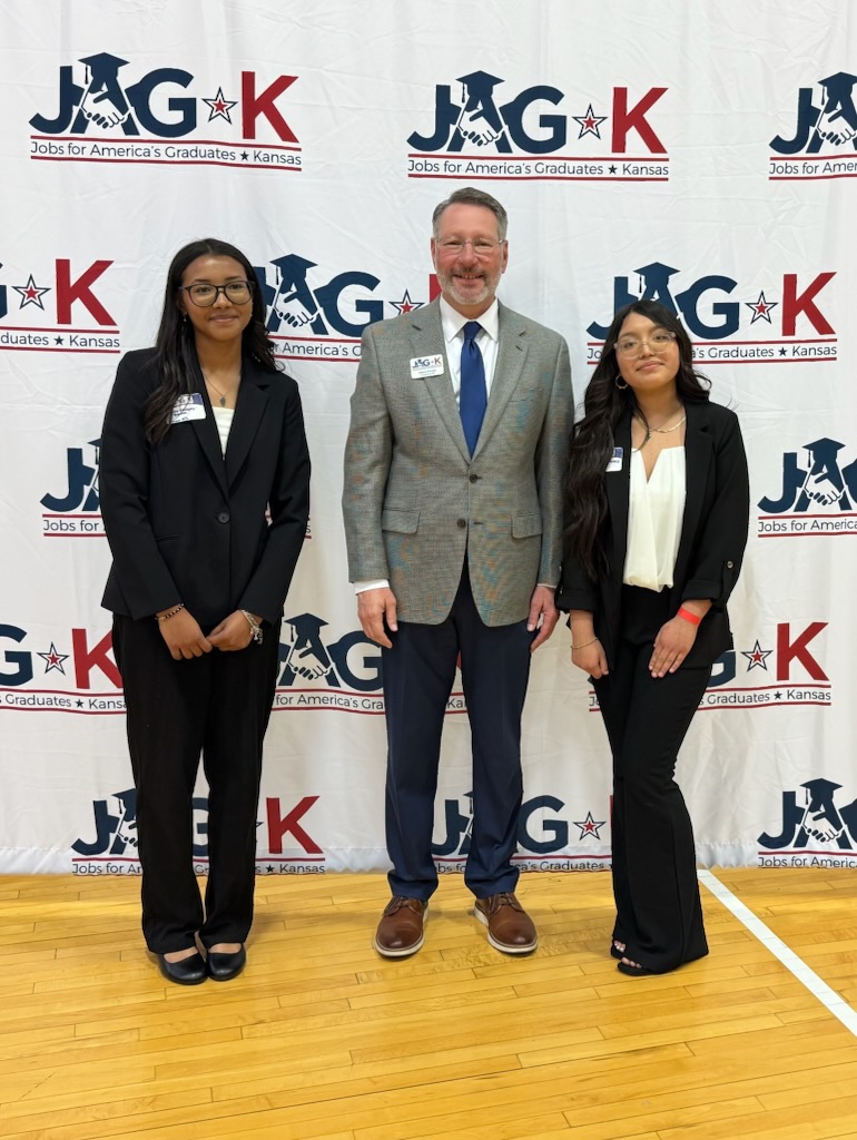 Outstanding Digital Scrapbook comp at JAG-K Middle School CDC: 1st (tie) Annika Marquez-Tresvan, Franchesca Mendez, Turner MS (pictured); 1st (tie) Maycee Murphy, Kate Reinhardt, Russell MS (pictured); 3rd Delaney Little, Addison Minyard, Jemma Ploger, Kiowa County JH #JAGKCDC25
