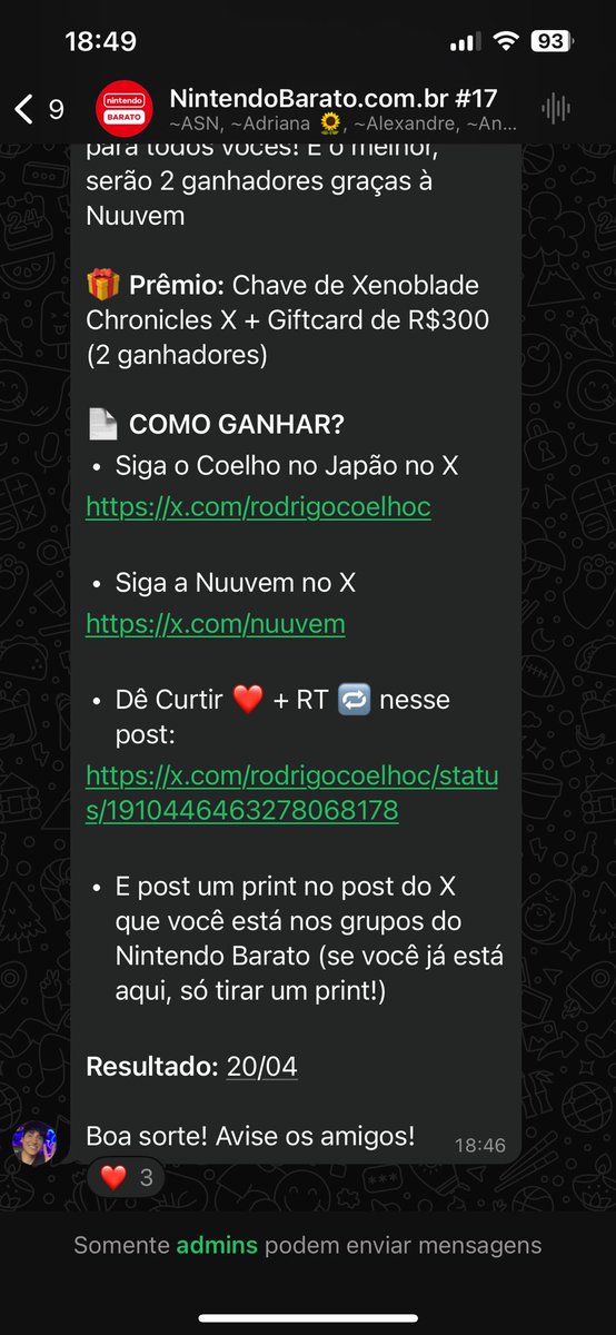 flamingodom's tweet photo. Estou no grupo Nintendo barato https://t.co/oHECcd87Ym