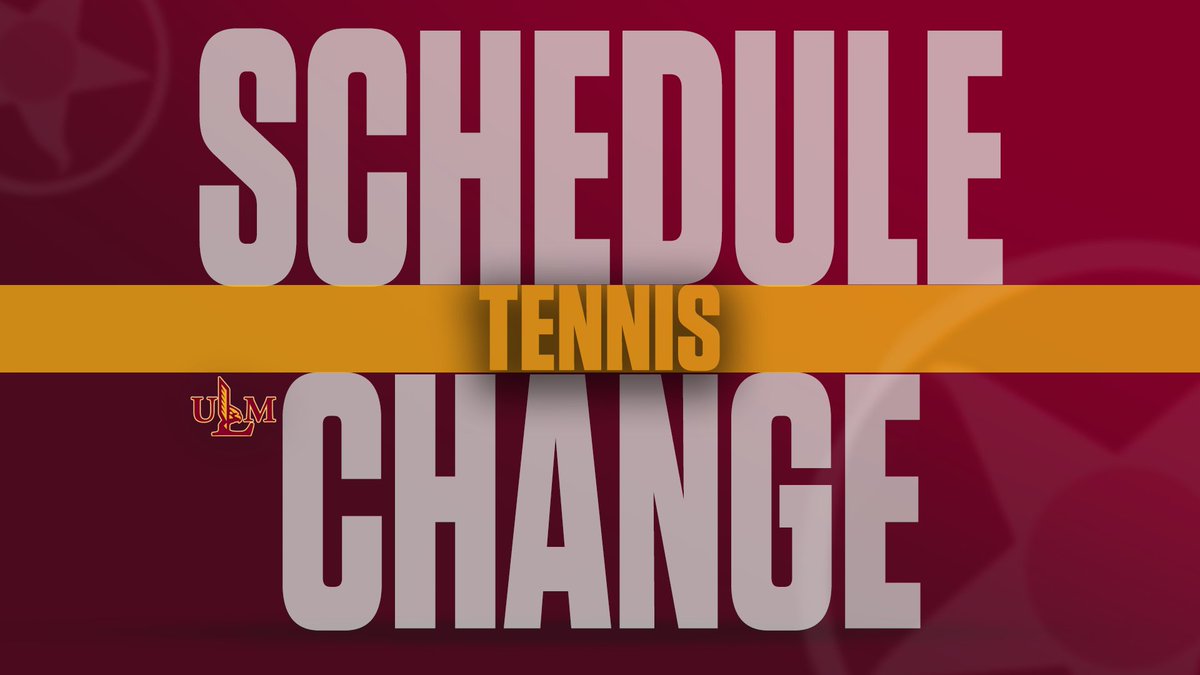 🚨SCHEDULE CHANGE🚨

Both tennis matches this weekend have been rescheduled. The updated schedule is below:
Friday (April 11) vs. UTEP: Noon CT
Saturday (April 12) vs. South Alabama: 11 a.m. CT