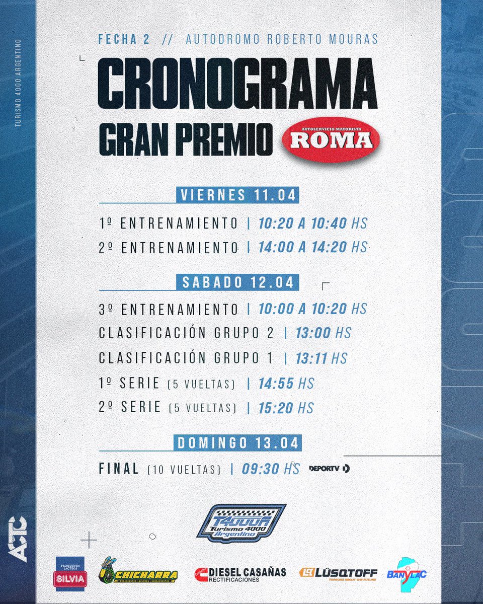 ✅ Estamos listos para un gran fin de semana en La Plata con el #GPMayoristaRoma 🛒

12|13 de Abril 🗓️
📍Autodromo “Roberto Mouras”