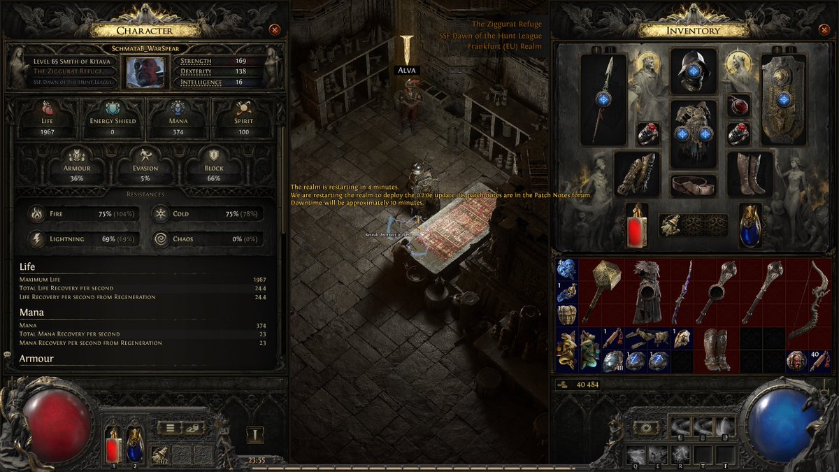 SchmataB's tweet photo. POE2 0.2.0 campaign finished in about 26hrs. SSF Warrior Smith with only 1st ascendency done, using Rake. it was great. thanks @pathofexile for a lot of fun https://t.co/Pw4969q80S