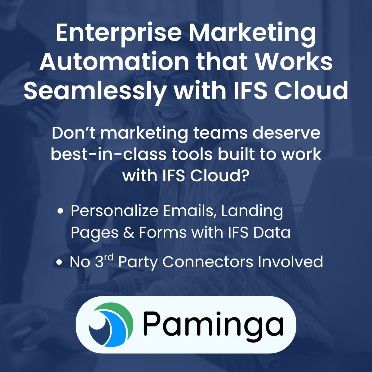 getpaminga's tweet photo. Don’t marketing teams deserve best-in-class tools that work seamlessly with IFS Cloud?

✅ Personalize Emails, Forms, and Landing Pages with IFS Cloud Data
✅ Create Leads in IFS – Conditionally – when Forms are Submitted
✅ Internationalize Emails, Forms, and Landing Pages https://t.co/L2GTdTgPFp