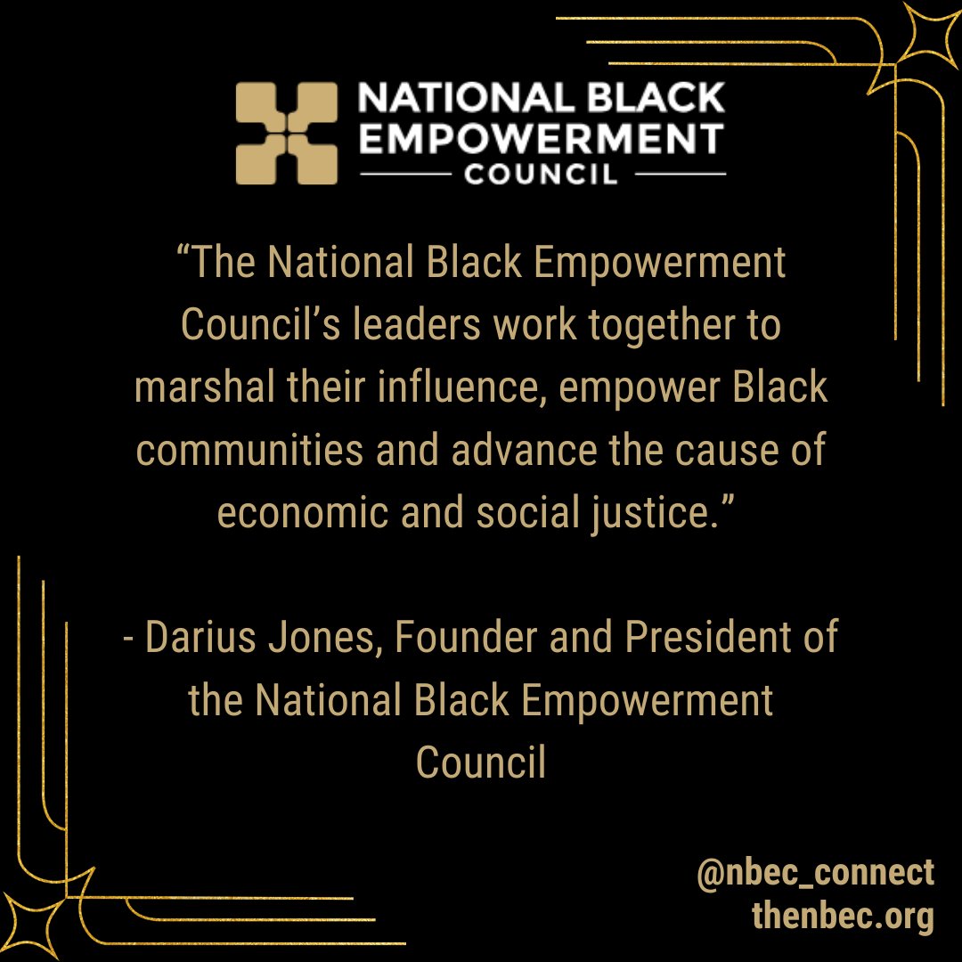 the_nbec's tweet photo. The National Black Empowerment Council is on a mission to unite and equip leaders to strategically close the systemic wealth, influence, and achievement gaps that hold Black communities back.

#BlackEmpowerment #CloseTheGaps #NBEC https://t.co/aIDOeLP4XP