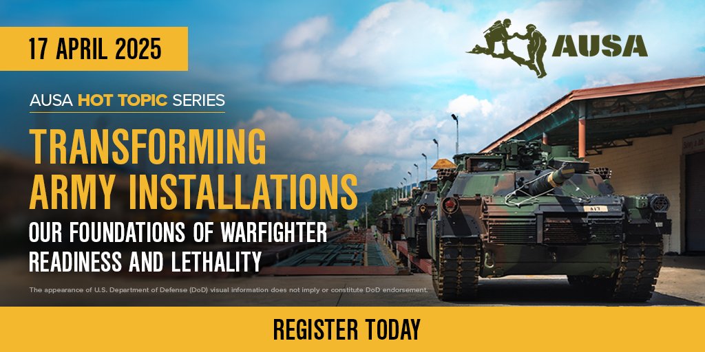 Kerry_Rea's tweet photo. [HOT TOPIC] Join @AUSAorg on April 17th in #Arlington for an in-depth dialogue on how transforming Army installations enables us to better protect national interests, deter aggression, and stand ready to fight and win the nation’s wars. Register today:  https://t.co/atetSQMyRs https://t.co/gOa3bIjynt