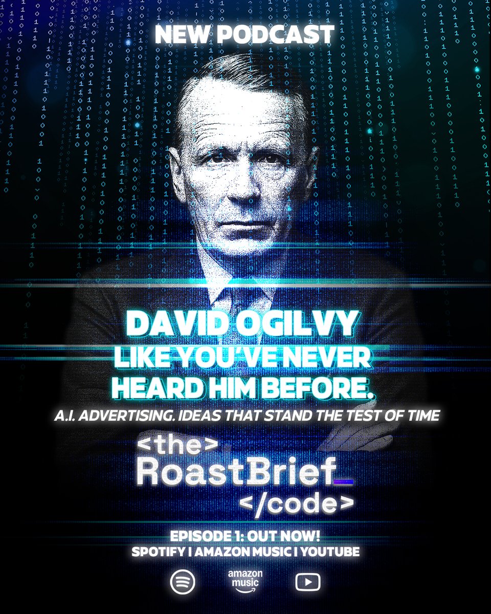 roastbrief's tweet photo. 🔥 The Roastbrief Code is here! And Episode 1 kicks off with a true legend: David Ogilvy. Thanks to AI, the father of modern advertising is back 🎙️✨ Dive into this epic debut now 👉 https://t.co/1LCoSj2n8E  #AI #DavidOgilvy #Podcast #Innovation #RoastbriefCode https://t.co/UVzlub7Sx2