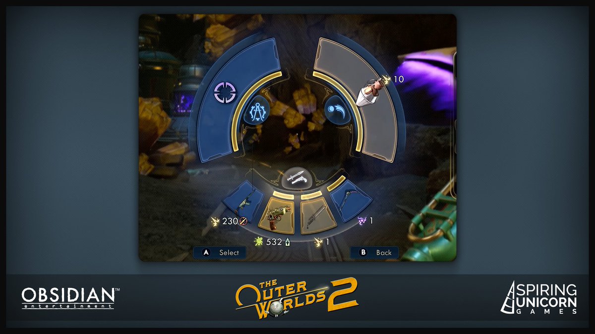 AspiringUGames's tweet photo. Our benevolent corporate overlords have confirmed in triplicate that we are now allowed to say:

LOOK AT THE COOL UI WE MADE FOR  #TheOuterWorlds2 alongside the incredible folks .@Obsidian https://t.co/zL4JS7GMPJ