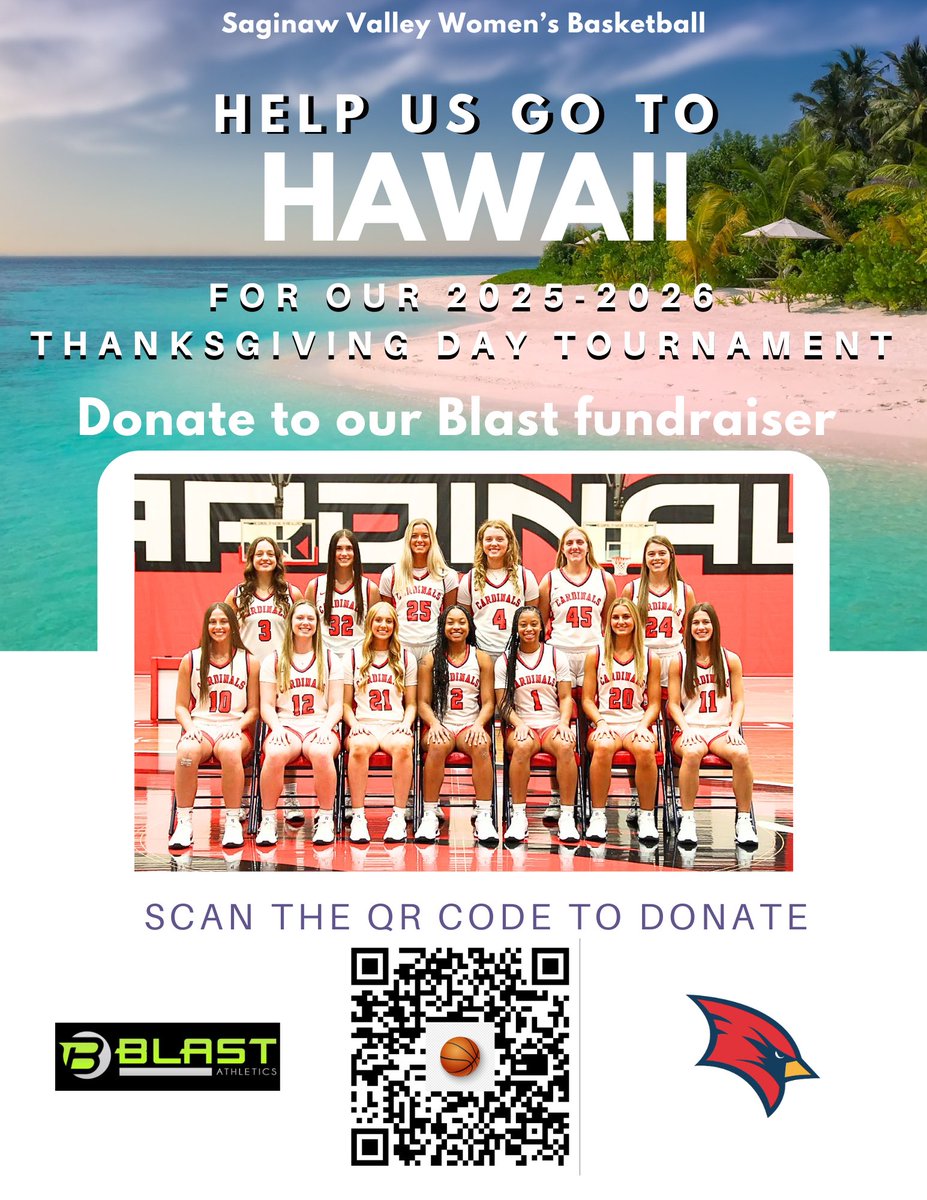 We are going to Hawaii next season for a Thanksgiving tournament, but we need your help! Please click the link below to see how you can help make this trip a reality for us! 

We appreciate your help | #GoCards
Link: linktr.ee/svsuwbb?utm_so…