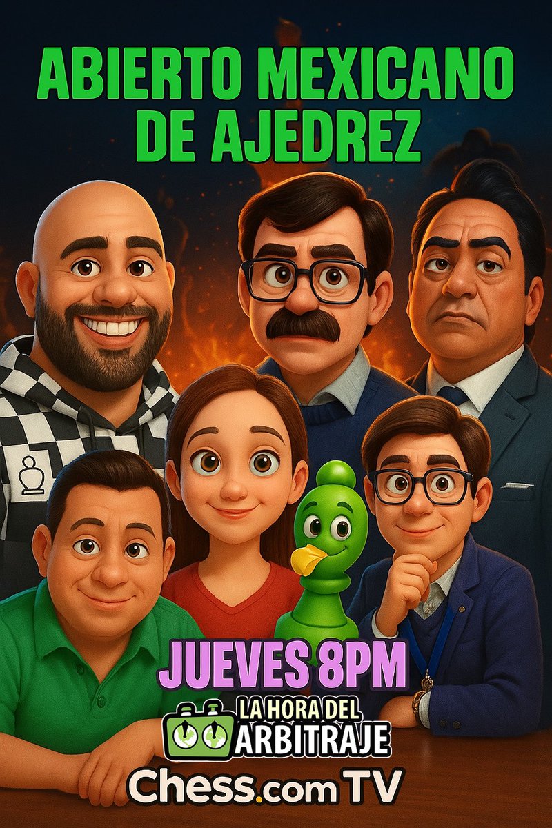 #LaHoradelArbitraje 
Campeonato Nacional e Internacional Abierto Mexicano de Ajedrez 2025 ♟️🔥

♟️El programa será transmitido por:
Chess.com - Español. chess.com/es/tv

YouTube: 
youtube.com/@elmaurh?si=lo…
#abiertonacionaldeajedrez2025 #FENAMAC