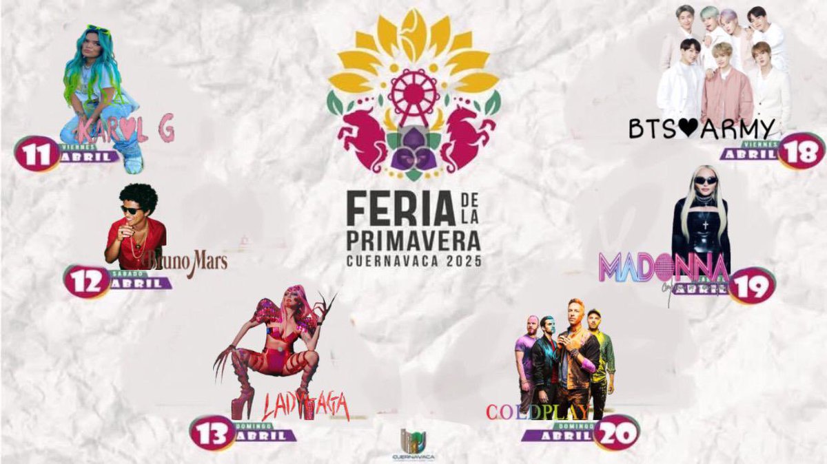 Batman_supadre's tweet photo. Ya mañana inicia la #FeriaDeLaPrimavera en #Cuernavaca estos son los artistas que se presentarán en el teatro del pueblo 🙌🏻🙌🏻🙌🏻 https://t.co/GkVxsf9S5a