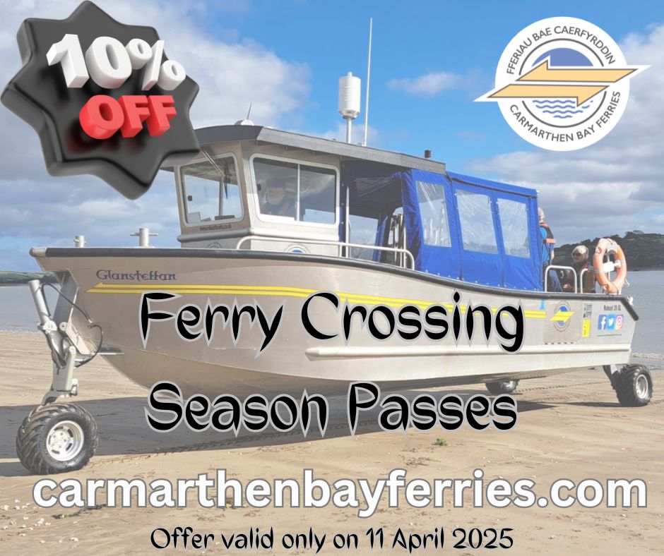 tywifferi's tweet photo. 📷10% OFF FERRY CROSSING SEASON PASSES📷
Did you know that we offer annual season passes for ferry crossings. Tomorrow, we're offering 10% off!

Where &amp; when: River Towy Yacht Club, Ferryside,  11/04: 16:00-19:30
Prices and T&amp;Cs, https://t.co/zuvhkNaCFj https://t.co/b2EA9m5a93