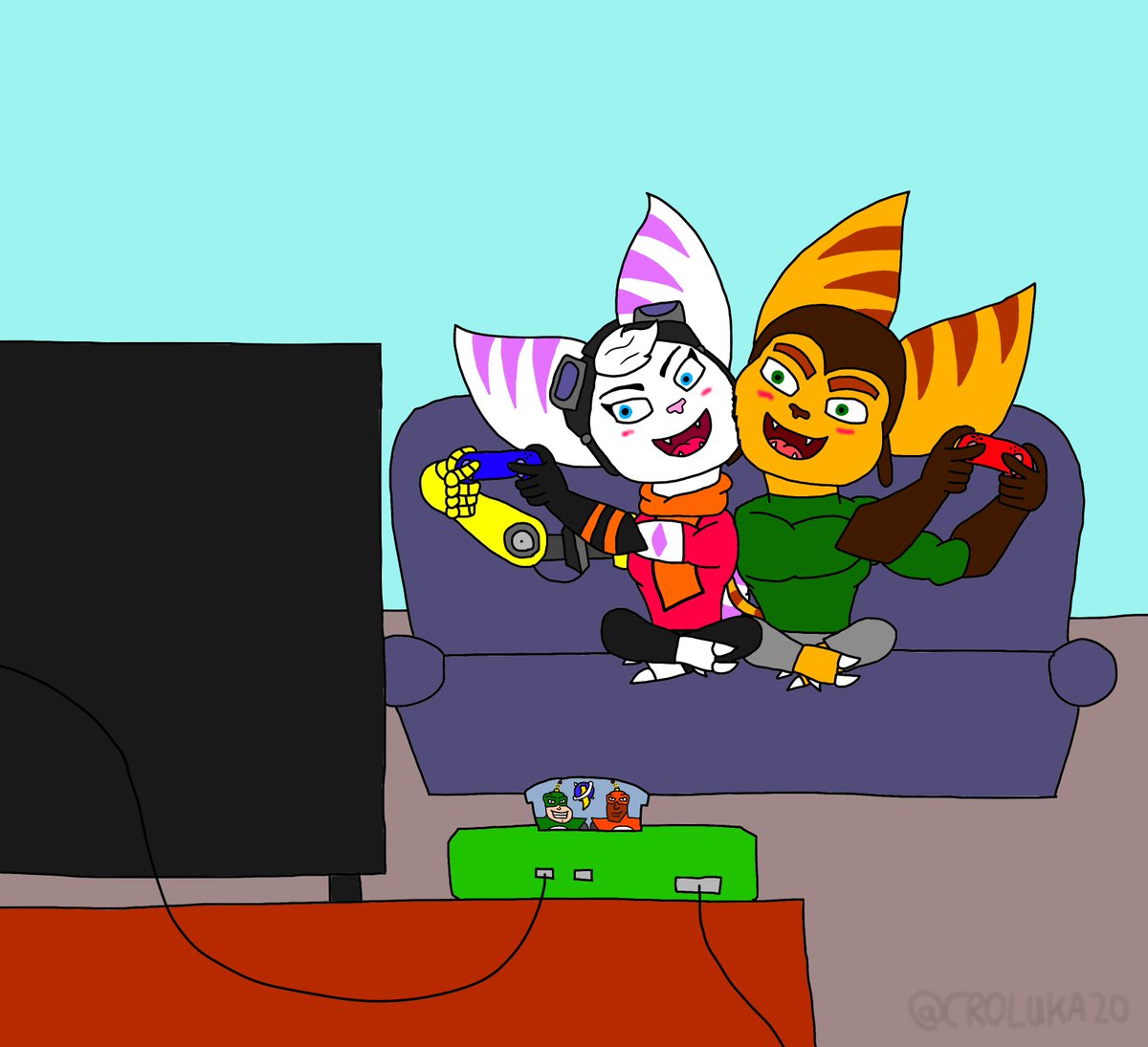 CROLUKA20's tweet photo. Couple Gaming Night. They play Qwark & Quantum: Supernova Saga
#ratchetandclank #ratchetandclankriftapart #ratchet #clank #rivet #kit #rivchet #ratchetxrivet #lombax #captainqwark #captainquantum #kerwan #pirate #videogame #fanart
#drawing https://t.co/0hDl9dxeje