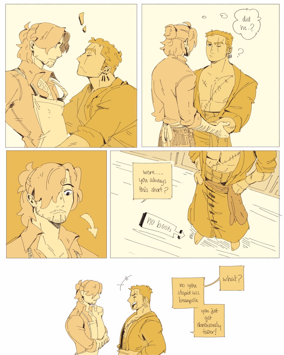 renviary's tweet photo. projecting my height diff obsession onto sanji absolutely 

#ONEPIECE #sanzo #zosan https://t.co/pBqO1KSJ3B