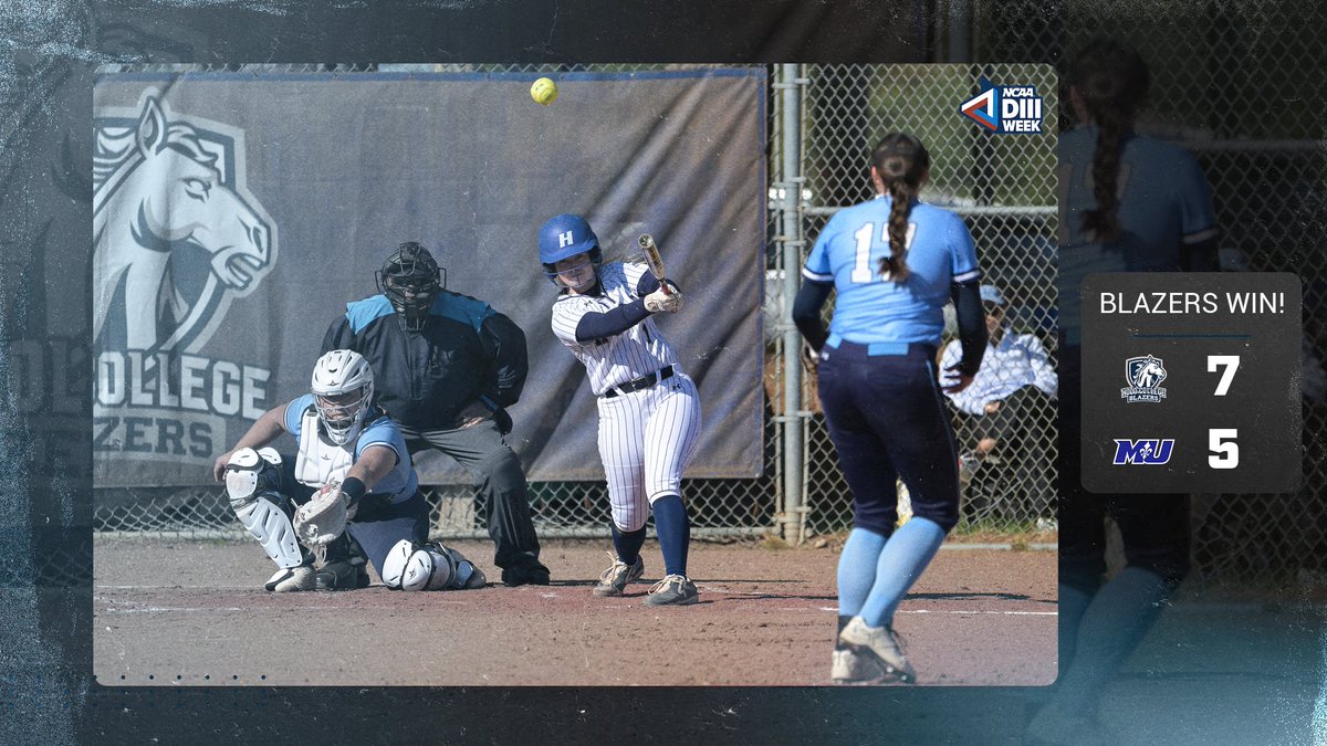 HoodBlazers's tweet photo. BLAZERS WIN!!!

@HoodCollegeSB marches past the Saints of Marymount University! Sara Munson goes 2 for 2 with a double and two RBIs in Game 1! Kara Heidlauf hit 2 for 3 with a walk and a 3-run homer in Game 2!

🥎🔥🥎🔥

#ChampionMentality #BringYourBest #MACsoftball #d3softball https://t.co/GC94r8U98U
