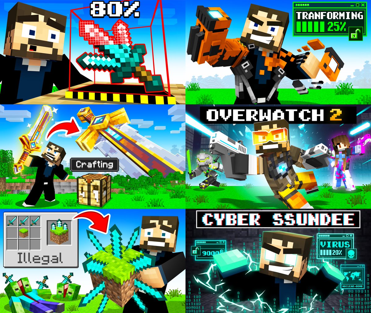 Some minecraft thumbnails for Ssundee