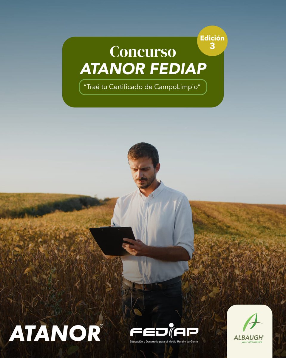 FeDIA_ORG's tweet photo. 📣¡¡Trae tu Certificado de Campo Limpio!!3er Edición Concurso Atanor Fediap https://t.co/t6M4s1EupC