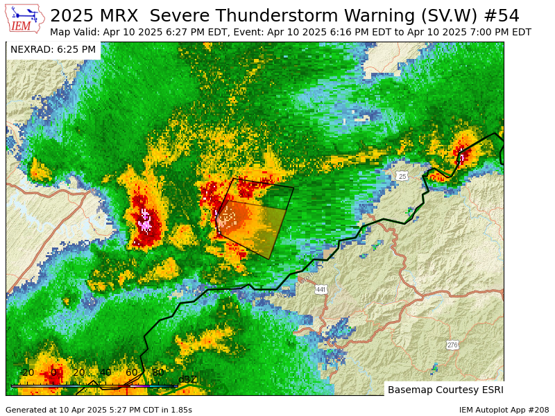 VictoriaCavWx's tweet photo. MRX continues Severe Thunderstorm Warning [wind: <50 MPH (RADAR INDICATED), hail: 1.00 IN (RADAR INDICATED)] for Sevier [TN] till 7:00 PM EDT https://t.co/zf0sfTxOCE https://t.co/QevSuC4Tod