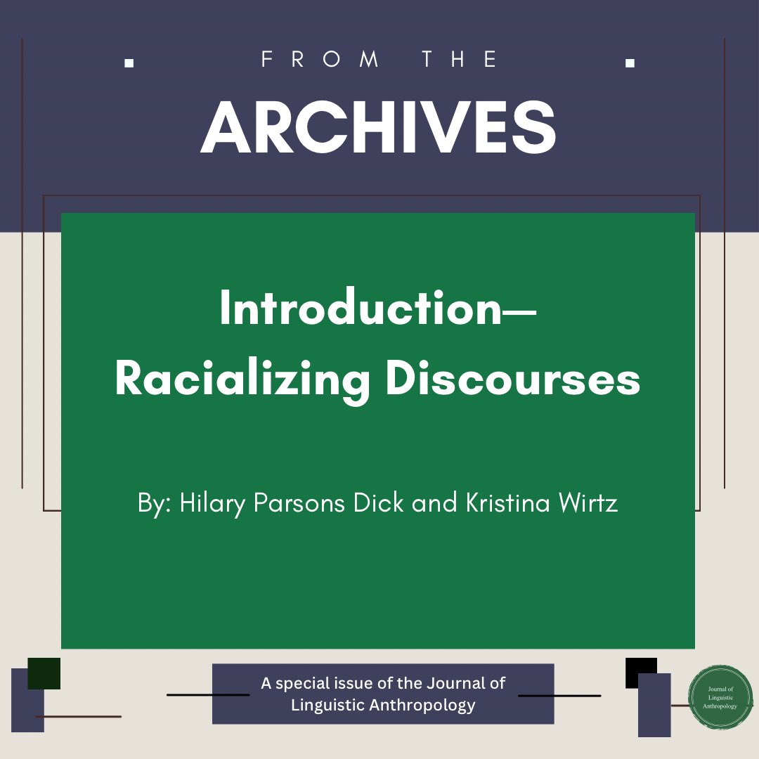 JournalLingAnth's tweet image. JLA has multiple special issue including this one on Racializing Discourses.