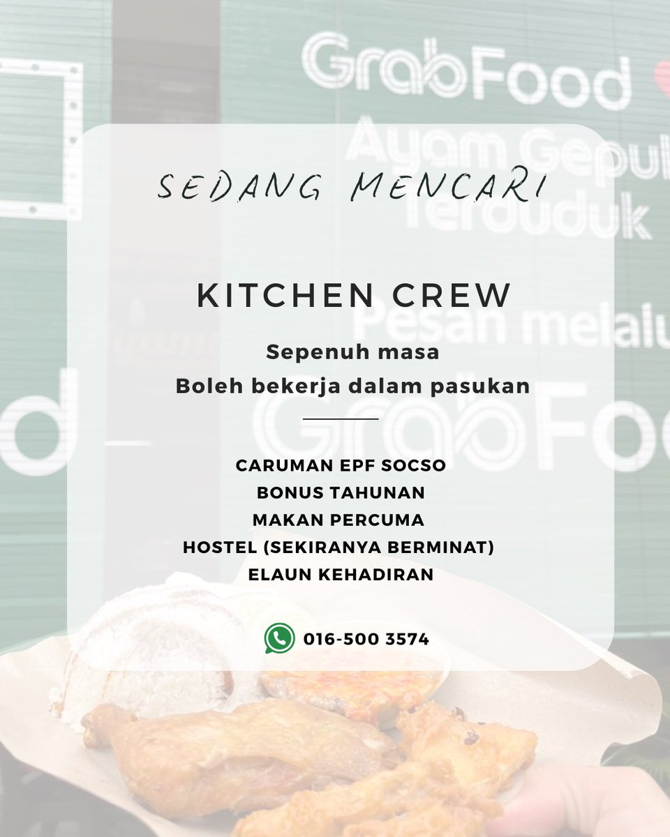 AGTERDUDUK's tweet photo. @MohKeIpoh AGT sedang mencari crew baru untuk sama-sama berperang di dapur. Ayuhhh! https://t.co/uiWw2jV4CT
