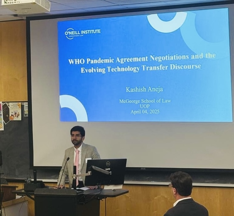 Last week, <a href="/KashishAneja_/">Kashish Aneja</a> presented at the “Patent and Trademark Law Developments Conference,” hosted by <a href="/PacificMcGeorge/">McGeorge School of Law</a>. In his presentation, he explored the ongoing WHO #PandemicTreaty negotiations and the evolving discourse around technology transfer.