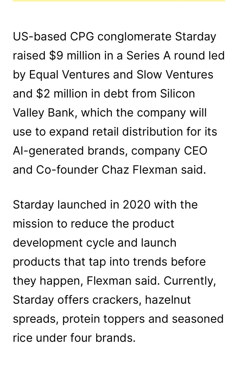 satfatbro's tweet photo. A company that uses AI to fully launch new CPG brands…I would say this is the worst, but it really doesn’t differ much from how most founders are building their food brands today:

1. AI Branding, Packaging, & Website
2. Hire Copacker to Source Ingredients + Make Product
3. Distributor Sells & Ships
4. Pay Someone to Promote

No creativity or character, just a cash burning machine 💵🔥