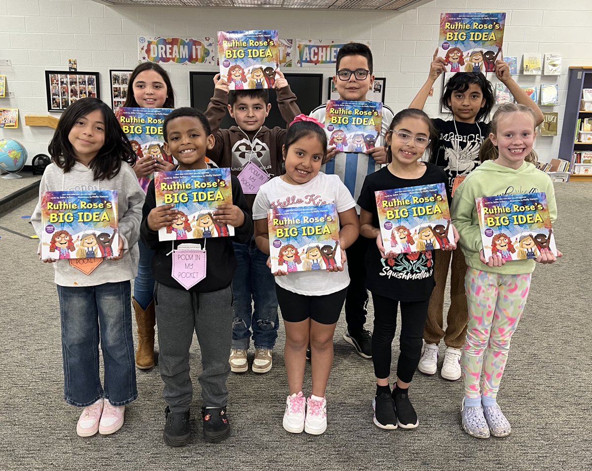 So excited to gift these books to students <a href="/JGB_Library/">JGB_Library</a> on #PoemInYourPocketDay! These 2nd &amp; 3rd graders were SO thrilled! 📚❤️
Thank you, <a href="/MrSchuReads/">John Schu</a>!