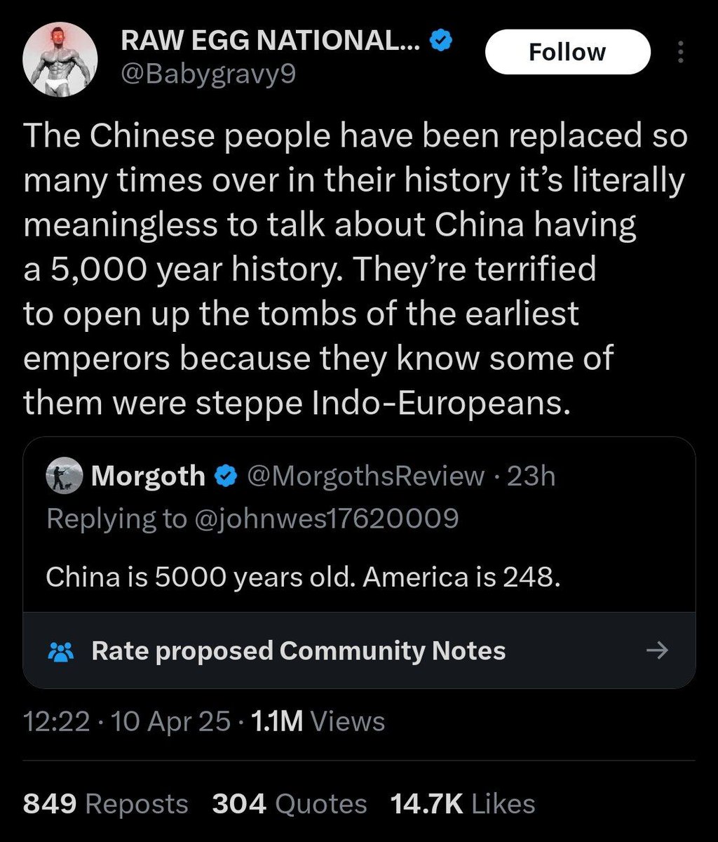 KeithWoodsYT's tweet photo. What nonsense. Just can't be denied that the Chinese have remarkable genetic continuity with ancient populations of the region. People in China's Central Plain are the same people who inhabited it >3,000 years ago.

Amazing you can get 15k likes just lying to rightoids like this. https://t.co/BYo7U32VYS