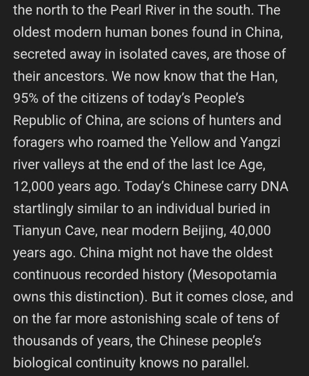 KeithWoodsYT's tweet photo. What nonsense. Just can't be denied that the Chinese have remarkable genetic continuity with ancient populations of the region. People in China's Central Plain are the same people who inhabited it >3,000 years ago.

Amazing you can get 15k likes just lying to rightoids like this. https://t.co/BYo7U32VYS