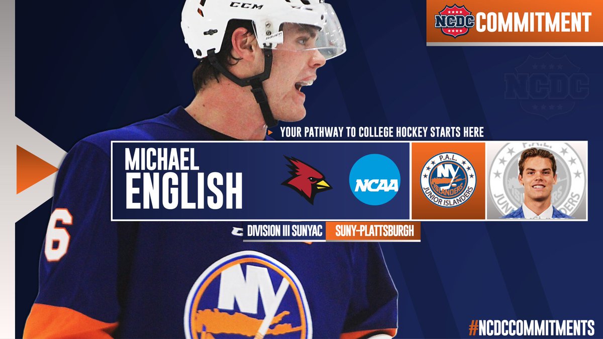 NCDC Hockey (@ncdcjrhockey) on Twitter photo #NCDCCommitments: The <a href="/paljrislanders/">P.A.L. Junior Islanders</a>' Captain Michael English is having a very good spring. He's pushed P.A.L. to within one game of a #DineenCupFinals berth and Atlantic Division Championship AND he's committed to play NCAA Hockey at <a href="/Cardinals_MHKY/">Plattsburgh State Men's Hockey</a>. Best of luck to Michael in #NCDCCommitments: The <a href="/paljrislanders/">P.A.L. Junior Islanders</a>' Captain Michael English is having a very good spring. He's pushed P.A.L. to within one game of a #DineenCupFinals berth and Atlantic Division Championship AND he's committed to play NCAA Hockey at <a href="/Cardinals_MHKY/">Plattsburgh State Men's Hockey</a>. Best of luck to Michael in