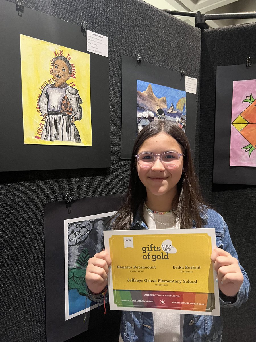 Jeffreys Grove Elem (@jeffreysgrovees) on Twitter photo Renatta’s (5th Cardello) artwork was chosen to represent Jeffreys Grove Elementary at the annual Gifts of Gold Exhibition at the North Carolina Art Museum! <a href="/jgmespta/">Jeffreys Grove PTA</a> @mrsbotfeldart Renatta’s (5th Cardello) artwork was chosen to represent Jeffreys Grove Elementary at the annual Gifts of Gold Exhibition at the North Carolina Art Museum! <a href="/jgmespta/">Jeffreys Grove PTA</a> @mrsbotfeldart
