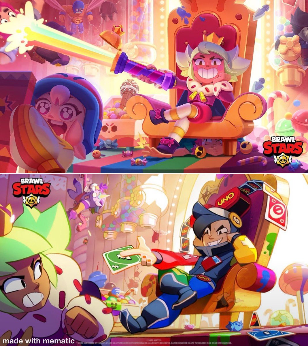 Simple12_q's tweet image. 2 years apart… #brawlstars #brawlstarsmandy #brawlstarschester #mandyxchester