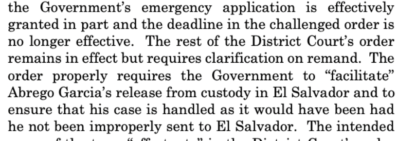 ArtCandee's tweet photo. The Supreme Court just ruled that the Trump administration must "facilitate" the return and release of Abrego Garcia from prison in El Salvador.

Rare SCOTUS win! https://t.co/t0bUbhcfrT