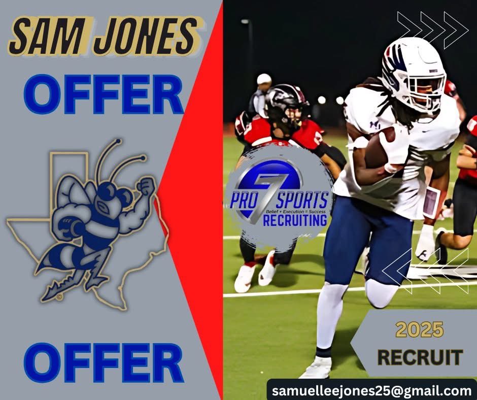 💥💥 SAM JONES STAYS HOT! 💥💥

The momentum is real…
Sam just picked up an offer from Howard Payne University! 🟡🔵

That’s back-to-back wins for a young man who’s been grinding without excuses.

The right schools are noticing. 👀
my.pro7recruits.com/a/sam-jones/68…
Let’s keep stacking! 🏈