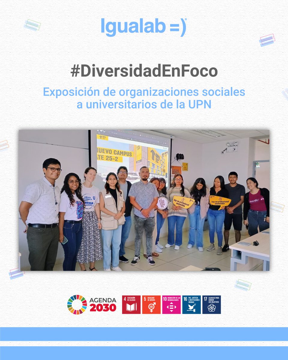 Igualab's tweet photo. En el marco del #DíaDeLasBuenasAcciones, agradecemos a la @UPN_Oficial y a Proa  por la oportunidad de llegar a futuros agentes de cambio, y a las organizaciones sociales Falling in Research, Cruz Blanca, Por mi Parque y @AyniEducativo.

🌐https://t.co/RDpTz3l4rf

#DEI https://t.co/csvGrGB7nl