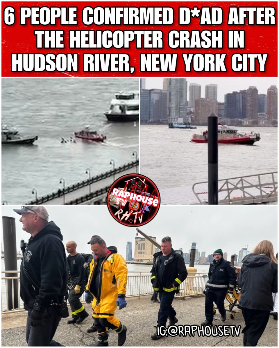 6 people have confirmed to have died after the Helicopter crash today in Hudson River, New York City 🕊️ prayers go out 🙏🏾