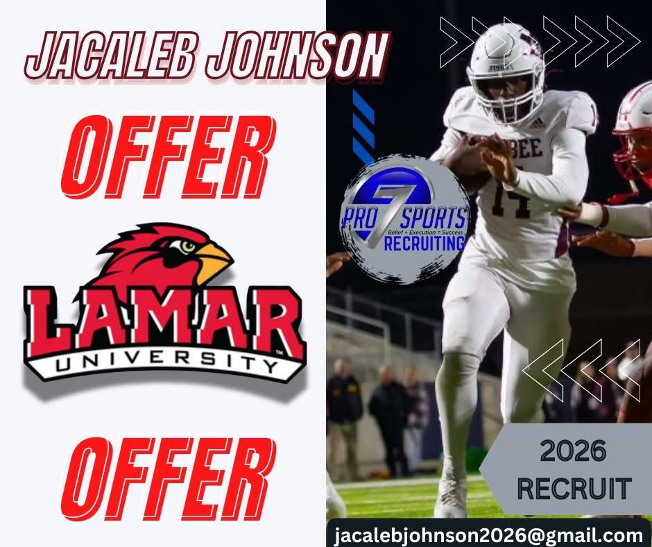 🔥💪🏾 BIG NEWS FOR JACALEB JOHNSON! 💪🏾🔥

Jacaleb picked up his 2nd college offer — this one from LAMAR UNIVERSITY ⚫️
When you do the work consistently and follow the plan… doors open. 💯
👀 

 #RecruitingChallenge #RecruitmentProces #collegevolleyball #collegefootball