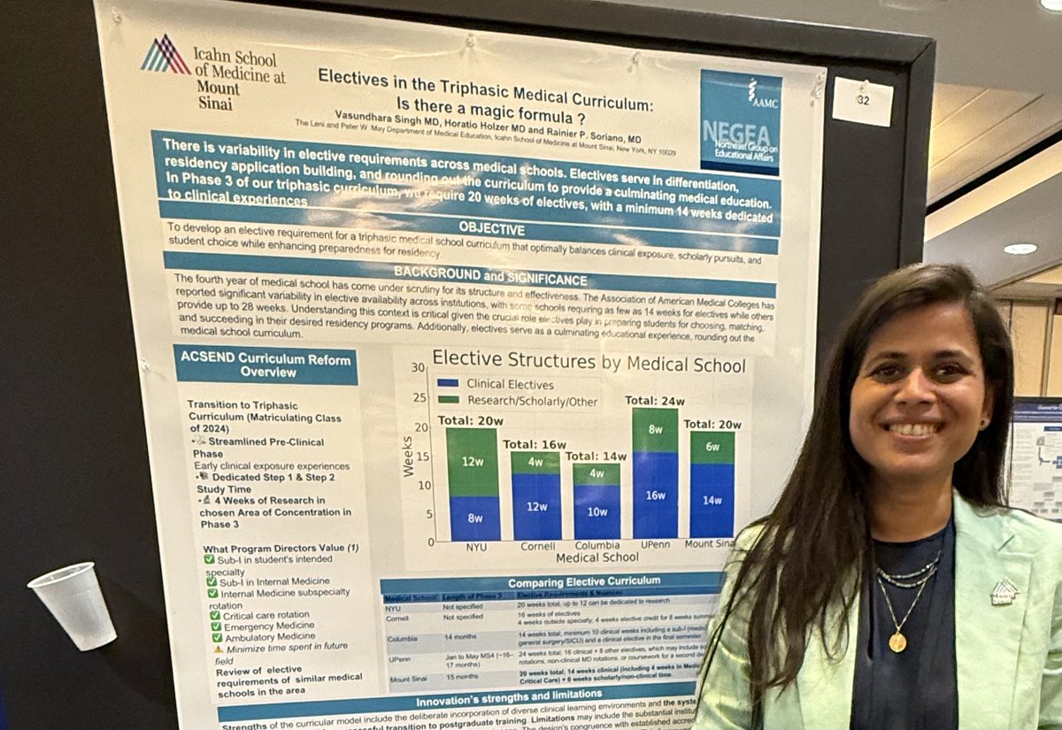 Vasundhara Singh (@singhvmeded) on Twitter photo The Office of Curricular Affairs is repping strong at #AAMC #NEGEA2025 Proud to share our work, including my poster on Electives in a Triphasic Curriculum. Exciting ideas, inspiring conversations, and an amazing community of educators! <a href="/IcahnMountSinai/">Icahn School of Medicine at Mount Sinai</a> The Office of Curricular Affairs is repping strong at #AAMC #NEGEA2025 Proud to share our work, including my poster on Electives in a Triphasic Curriculum. Exciting ideas, inspiring conversations, and an amazing community of educators! <a href="/IcahnMountSinai/">Icahn School of Medicine at Mount Sinai</a>