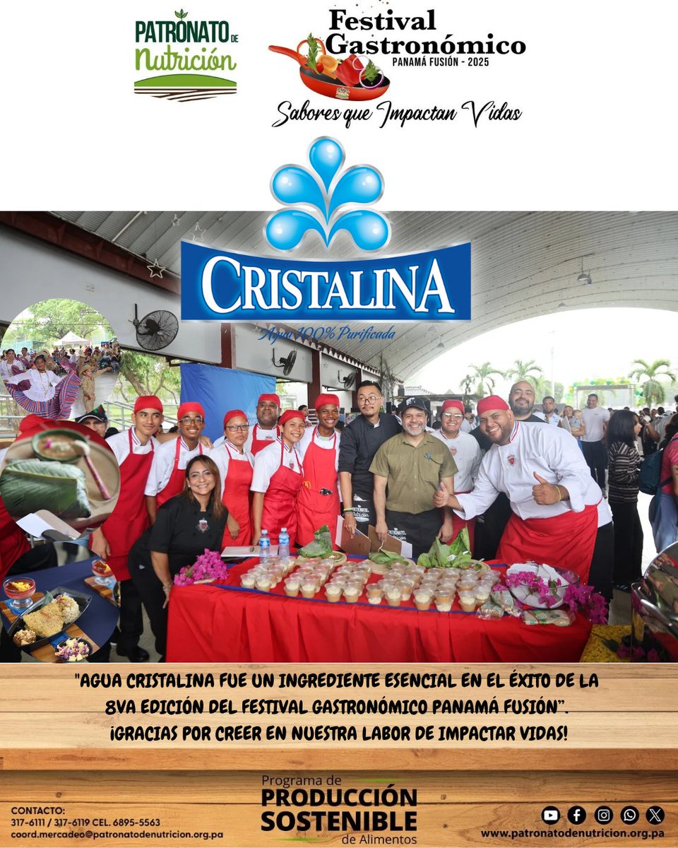 "Cristalina fue un ingrediente esencial en el éxito de la 8va edición del Festival Gastronómico Panamá Fusión". ¡Gracias por creer en nuestra labor de impactar vidas!
@cristalinapanama