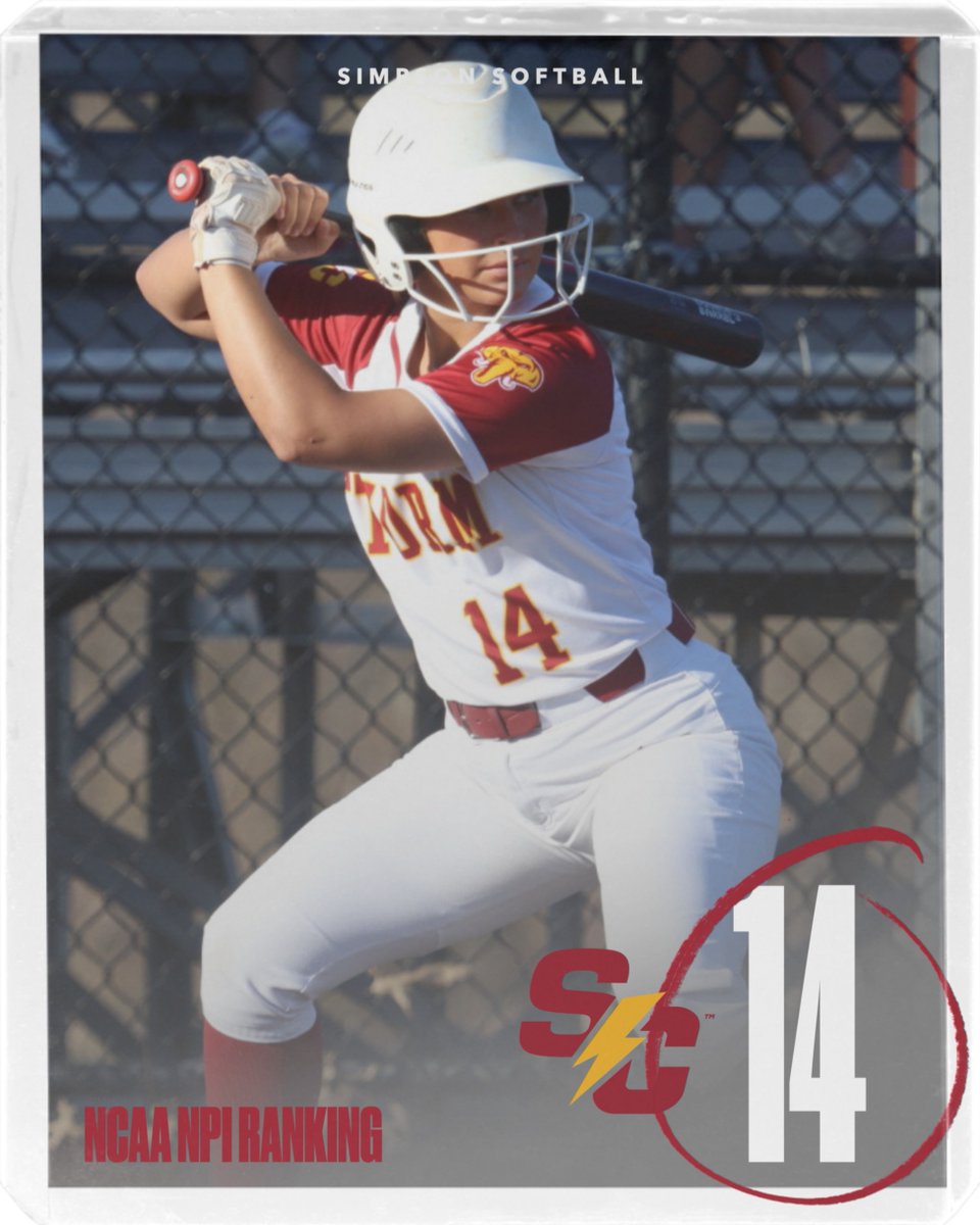 In the first ever NCAA NPI Ranking, your Storm are ranked 14th overall and second in the region! ⚡️

🔗 linktr.ee/simpsonsoftball

#rollriversSB #d3softball