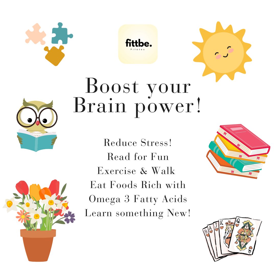 Fittbe's tweet image. Hey Smarties! We have some advice for how to boost your brain power today! Stay balanced, stay beautiful.
#FittbeApps #GLO #Pilates #GoodLiving
✨Reduce Stress

📕 Read for Fun
🏃🏻‍♀️Exercise, Jog, Walk
🐟 Eat Foods with Omega 3 Fatty Acids
🧐Learn something new
More inspiration in…