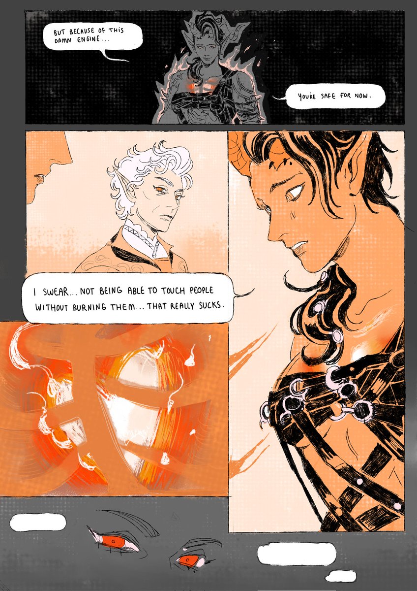 TW // SA; Nudity; Blood 

10 pages comic about a real party banter between Astarion and Karlach. If you read it I'll be happy to read your thoughts !! :) 

(Following pages in the replies of the thread) 

#Astarion #karlach #BG3 #BaldursGate3