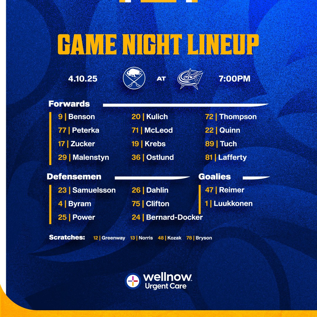 Tonight's look against Columbus. 

#LetsGoBuffalo