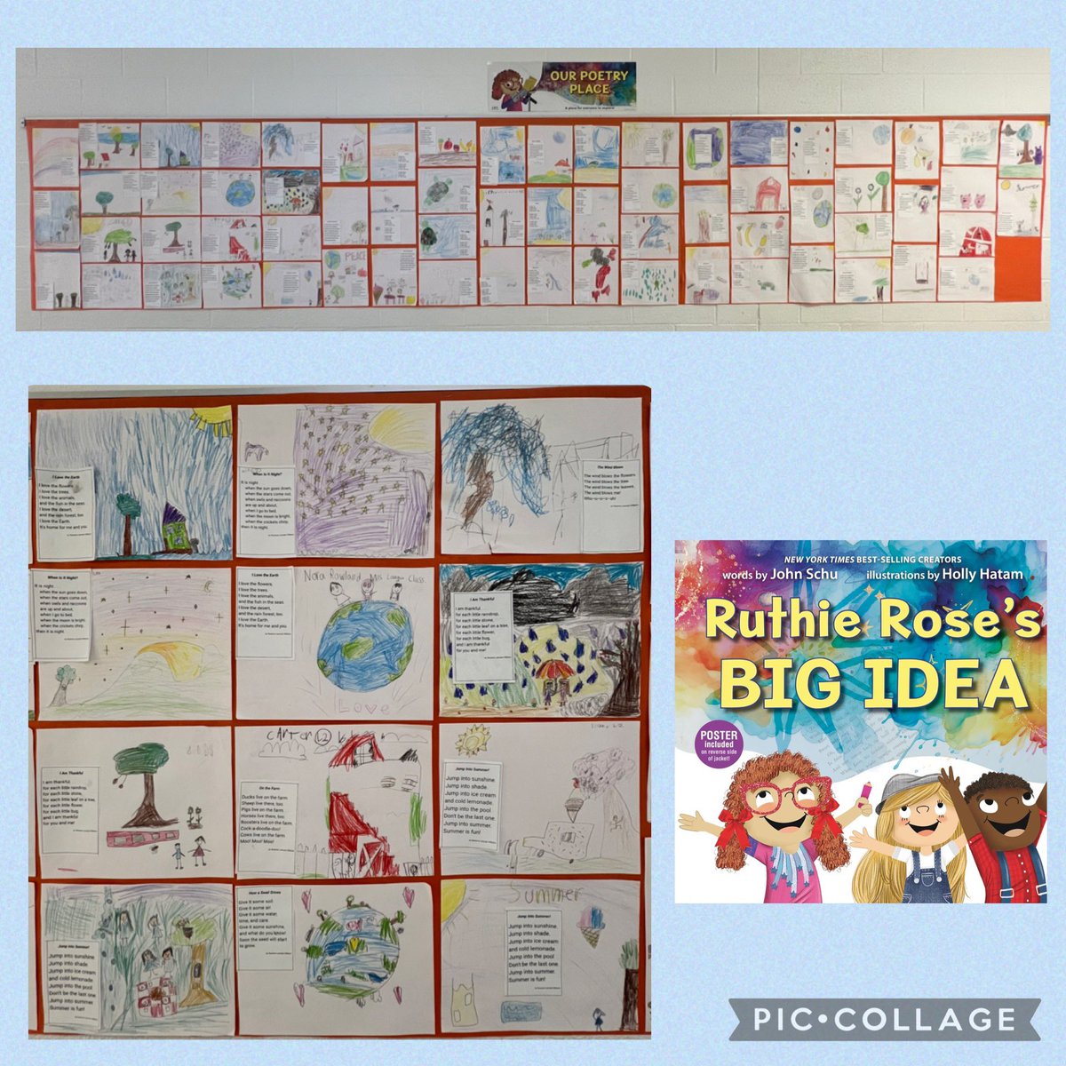 This past week we shared RUTHIE ROSE’S BIG IDEA. It was awesome to hear the squeals when kids realized it was another book by <a href="/MrSchuReads/">John Schu</a> !

Inspired by Ruthie Rose, 2nd &amp; 3rd graders <a href="/JGB_Library/">JGB_Library</a> illustrated poems from our #PoemInMyPocketDay celebration.