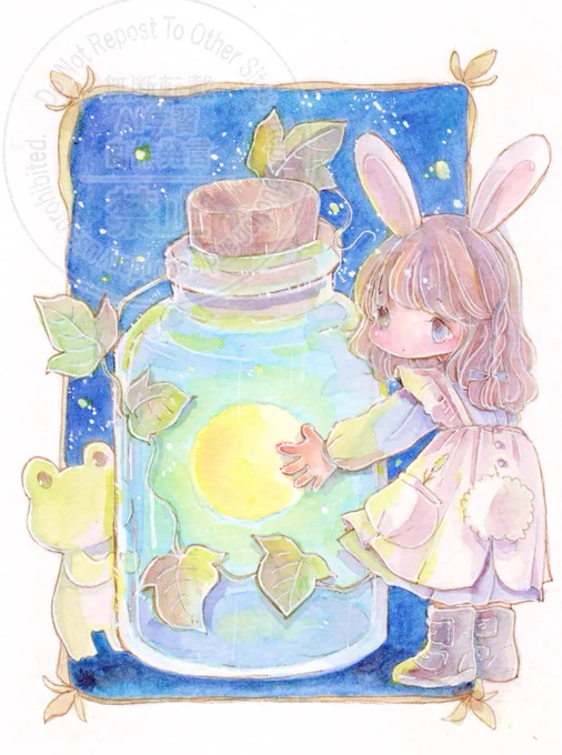 おはようございますちいさなうささんとかえるさんそして瓶詰めの月そろそろ満月? 